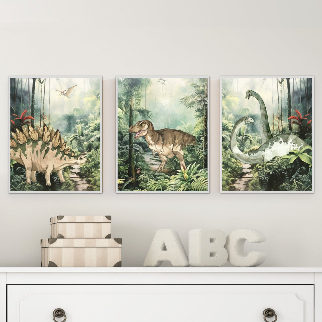 nursery art print baby nursery bedroom decor Dinosaur Bedroom decor - Printable Dinosaur wall art - Dino prints - Set of 3 prints - T-Rex wall art - Toddler Boys room prints - Baby Boy