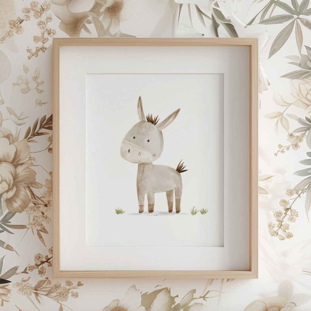 nursery art print baby nursery bedroom decor Farm Animal art prints, Farm Nursery Decor, Farm Nursery art print, farm animal themed nursery print, Donkey Art Print, H3079