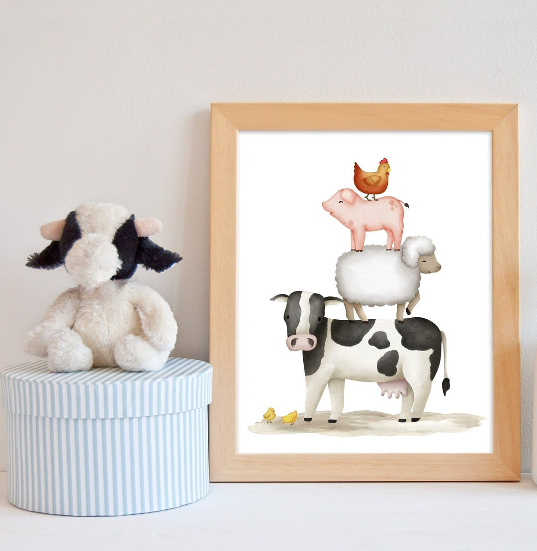 nursery art print baby nursery bedroom decor Farm Animals Kids Room Printable Wall Art, Playroom Farm Decor, Farm Decor, Minimalist Nursery Decor, Barn Yard Animals, Digital, H2885
