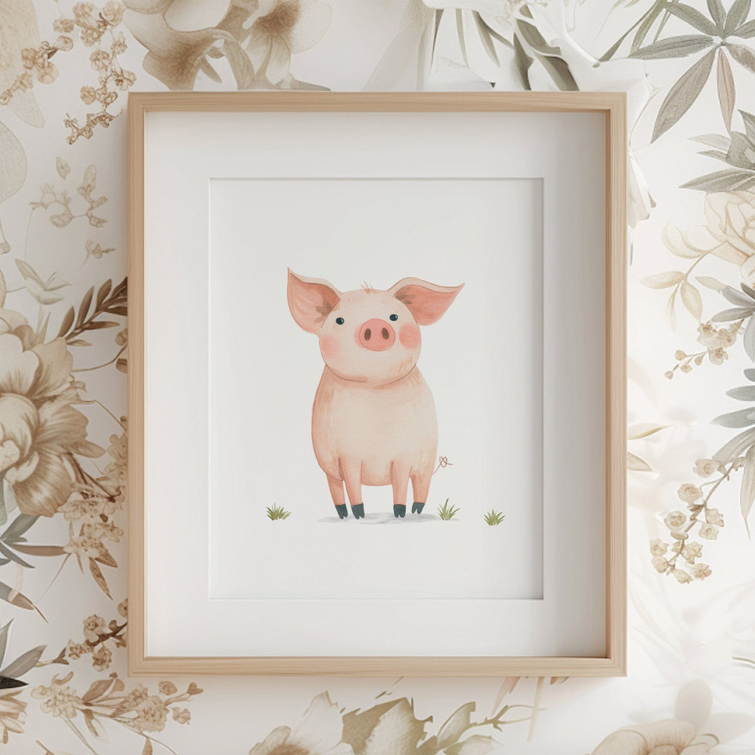 nursery art print baby nursery bedroom decor Farm Nursery decor, Farm Animal art prints, Pink Pig Portrait, Farm Nursery art prints, farm animal themed nursery prints, H3078