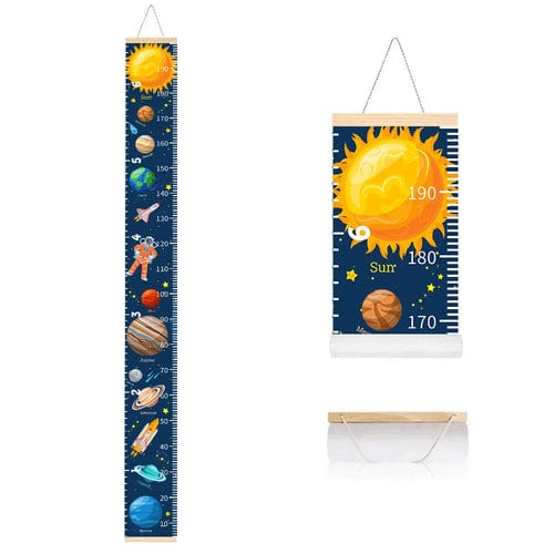 nursery art print baby nursery bedroom decor Height Measure Ruler for Children, Cartoon Planet Rocket, Hanging Baby