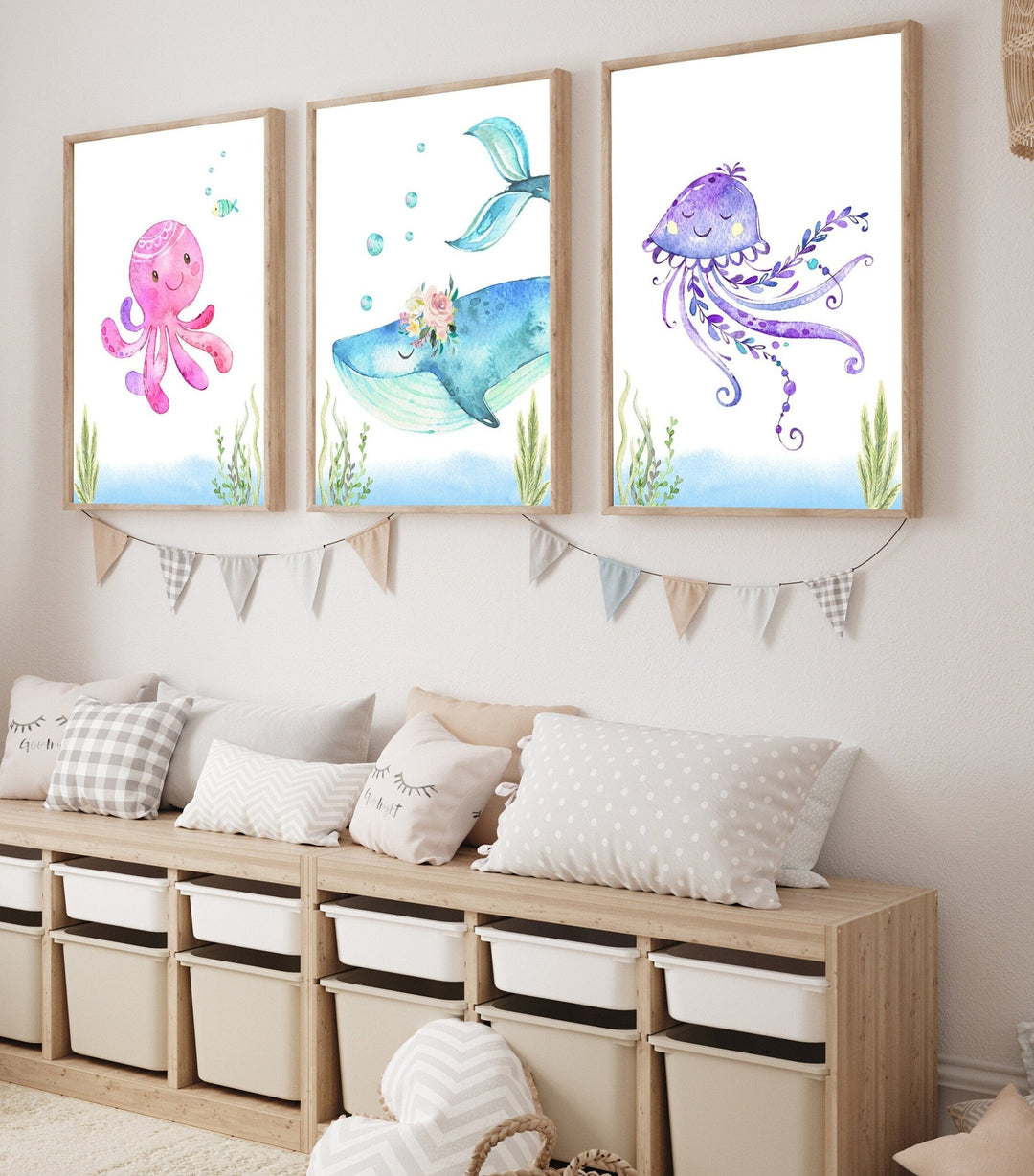 nursery art print baby nursery bedroom decor Girls ocean prints - Girls room Decor - Girls nursery decor - Nursery prints - Ocean nursery prints - sea animals wall art - Under the sea
