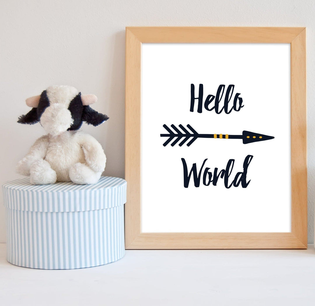 nursery art print baby nursery bedroom decor Hello World Wall Art Print, Baby nursery wall art print, Printable Baby wall art -25 sizes Include - Instant Download -H1331