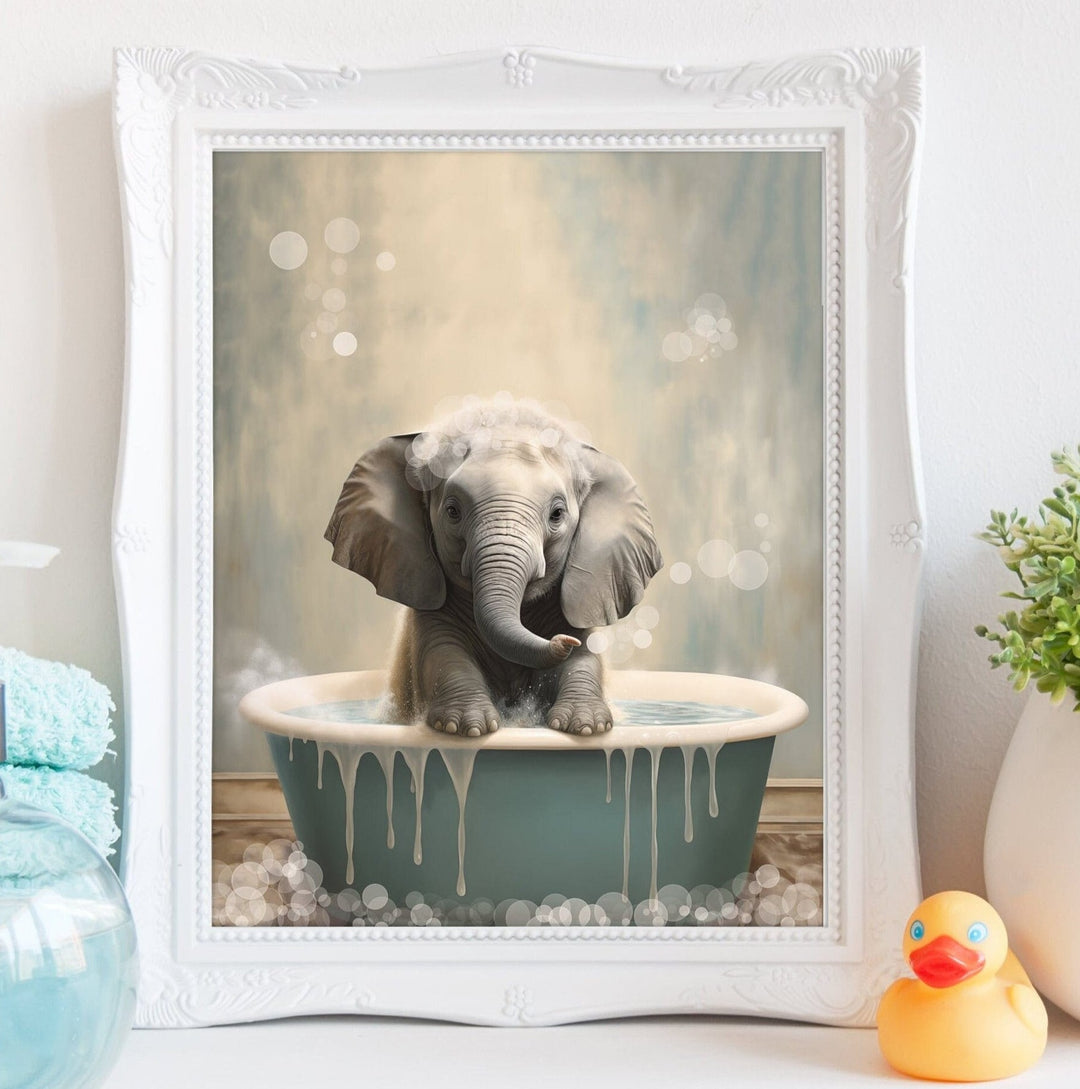 nursery art print baby nursery bedroom decor Kids bathroom decor - Children's bathroom art - Toddler bathroom - Bathroom wall art - Bathroom prints - Elephant Nursery Prints - H2957