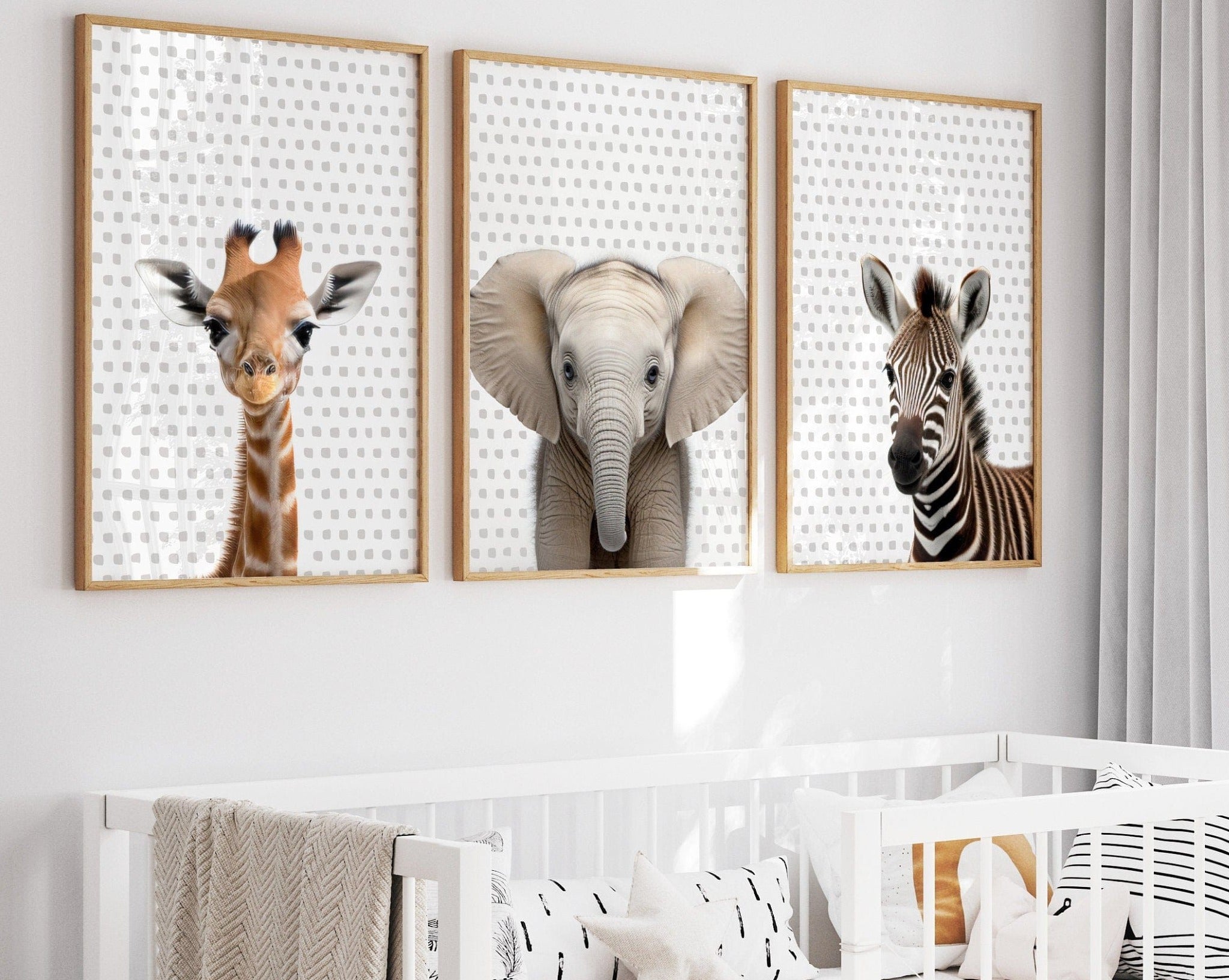 nursery art print baby nursery bedroom decor Nursery Animal Art - Giraffe, Elephant, and Zebra Prints - Animal Art for Kids - Animal Wall Art - Baby Animal Prints - Safari Animal Art