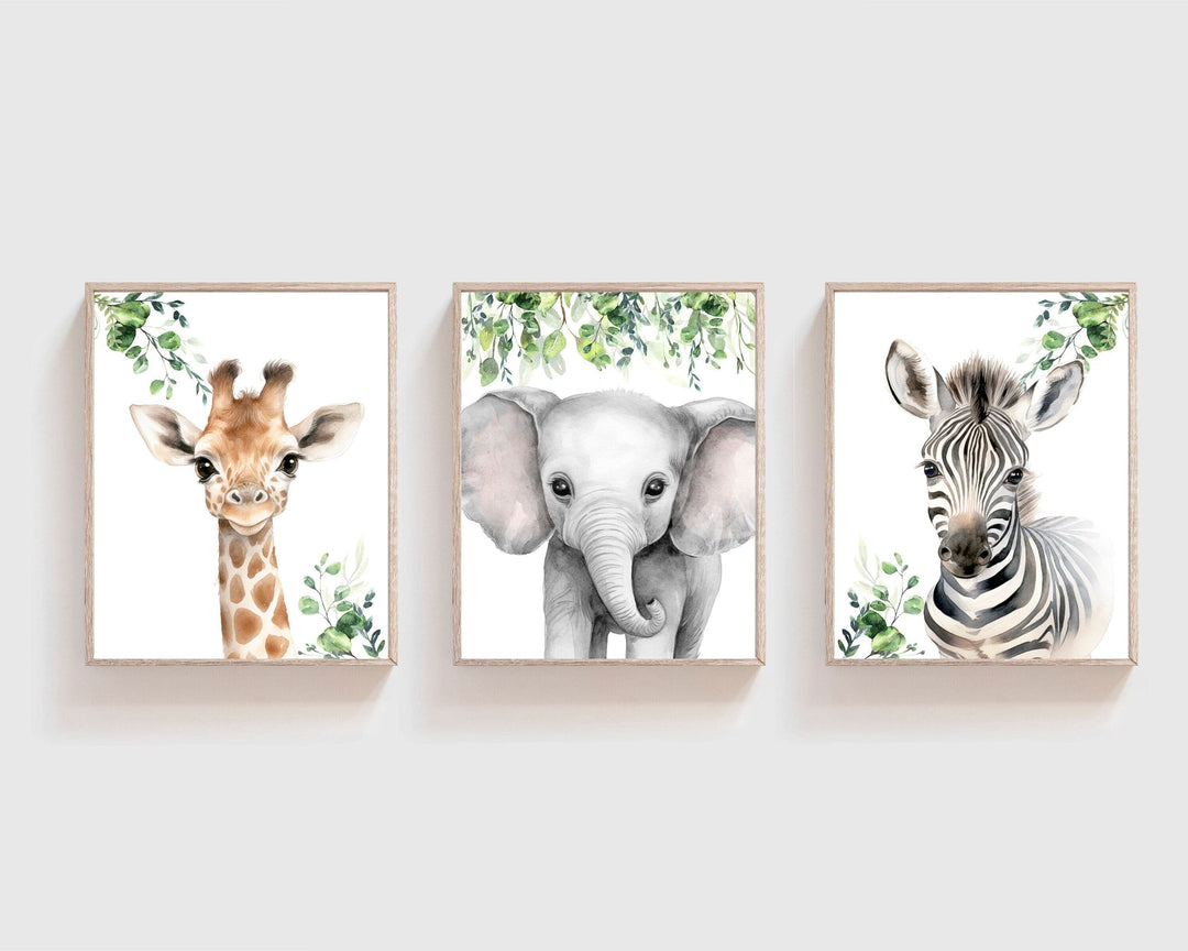 nursery art print baby nursery bedroom decor Nursery Wall Art - Safari Nursery Decor - Jungle Animals Nursery Prints, Set of 3 Safari Baby Animal Prints,  Kids Playroom Decor - H2979
