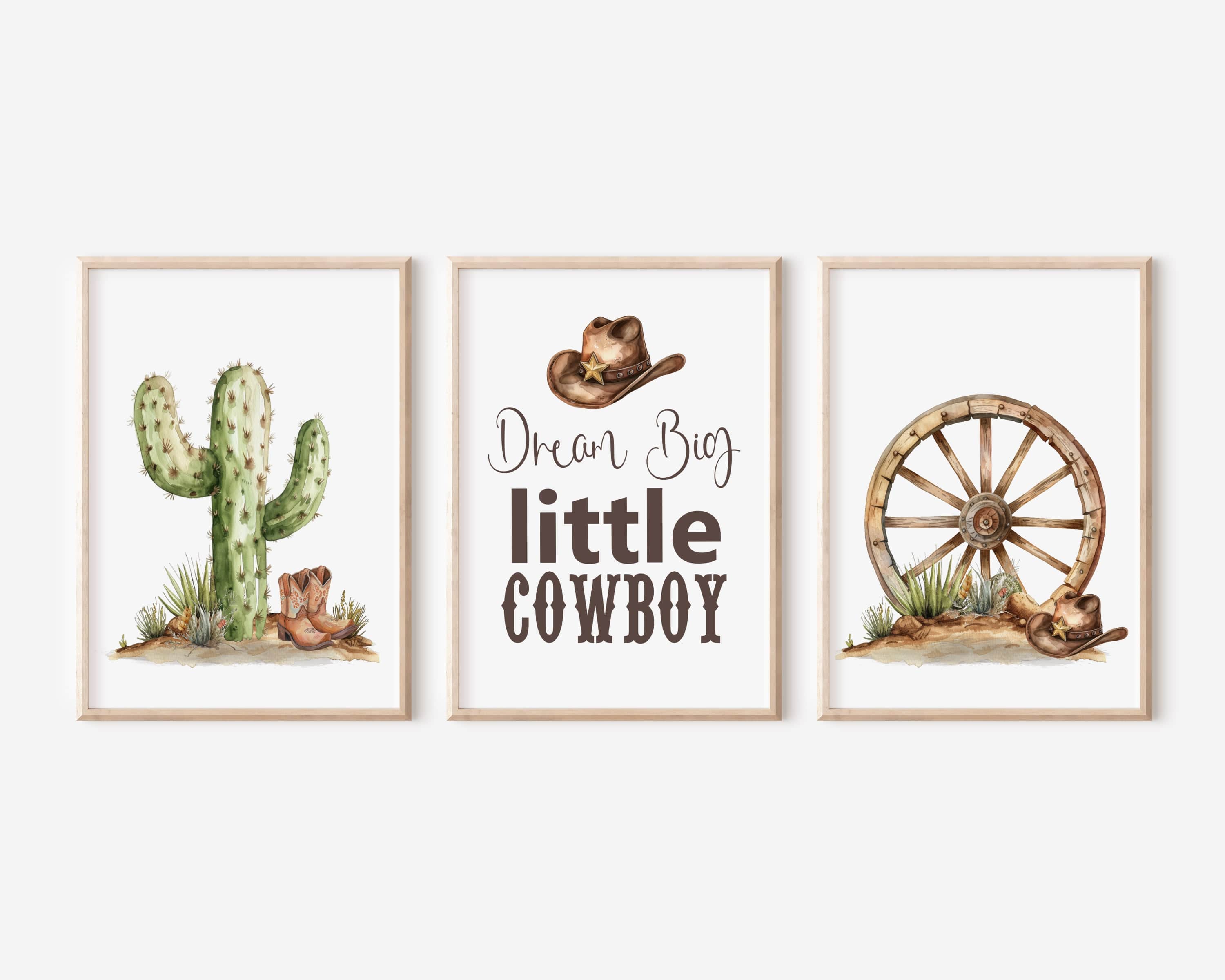 nursery art print baby nursery bedroom decor Cowboy Nursery Prints Set of 3, Gallery Wall Art, Boys Western Nursery Decor, Western Room Decor, Rustic Nursery, Printable Wall Art, H3149