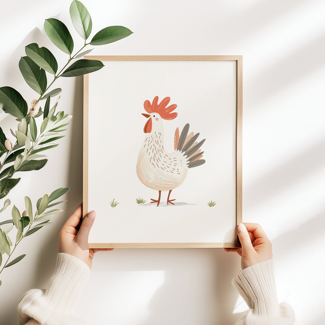 nursery art print baby nursery bedroom decor Charming Farm Animal Art Print for Kids Room Decor, Farm Animal art print, Farm Nursery Decor, Farm Nursery art print, Chicken Print, H3075