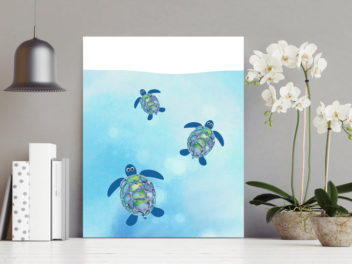 nursery art print baby nursery bedroom decor Under the Sea Nursery Print, Nautical Ocean Animal Poster, Turtle Wall Art, Boy Nursery Print, Turtle Print, Digital Download, H3085