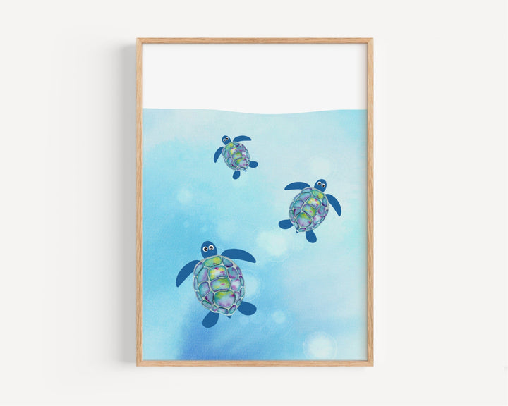 nursery art print baby nursery bedroom decor Under the Sea Nursery Print, Nautical Ocean Animal Poster, Turtle Wall Art, Boy Nursery Print, Turtle Print, Digital Download, H3085