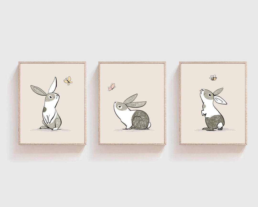 nursery art print baby nursery bedroom decor Woodland Nursery Wall Art, Line Drawn Animal Art Print, Set of 3 woodland nursery art prints, Forest Animal Nursery Prints, H3090