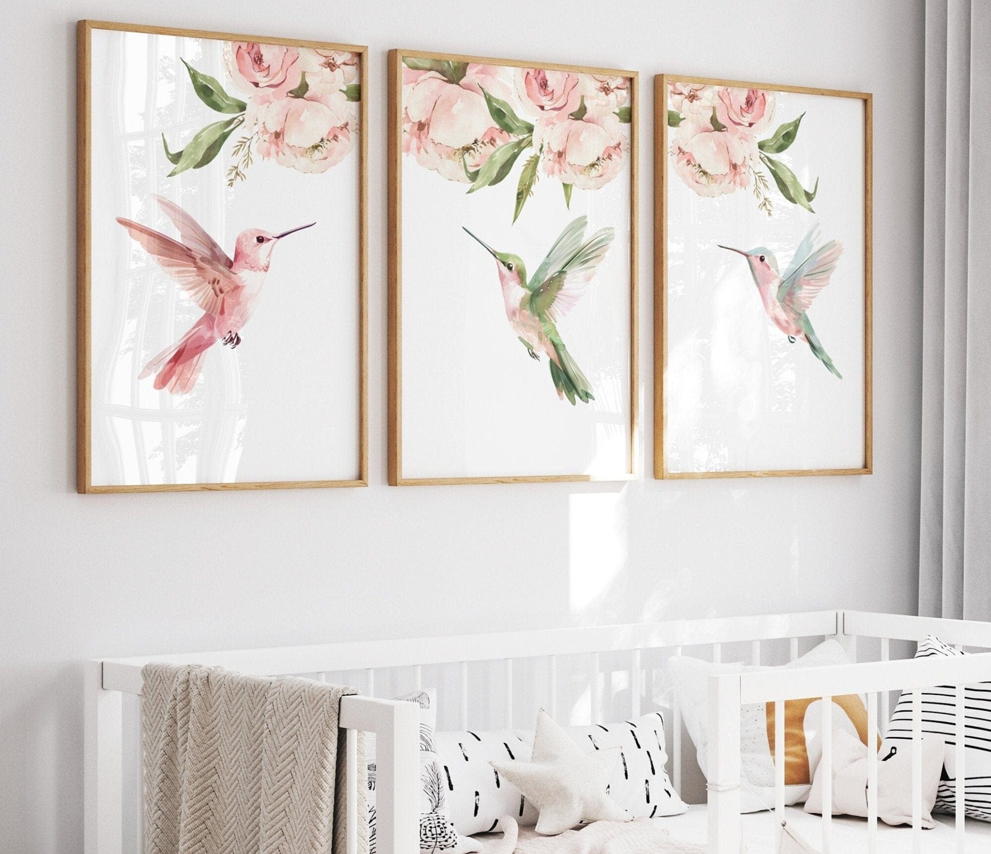 nursery art print baby nursery bedroom decor Bird Print, Bird nursery decor, Humming birds nursery print, Pink nursery decor, Bird nursery art, Pink flowers, Girls nursery decor, H3108