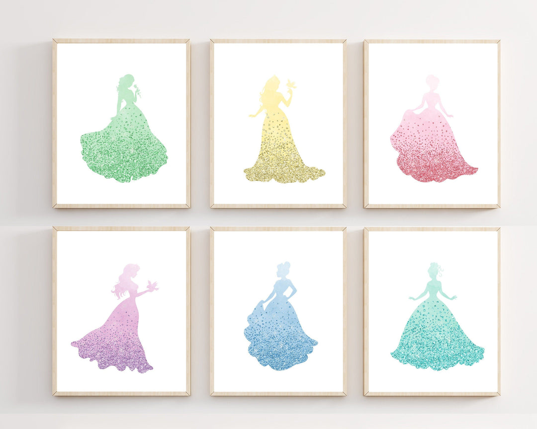 nursery art print baby nursery bedroom decor Printable princess wall art - Nursery decor - Girls bedroom decor - Princess art prints - Princess decor - Pastel girls room decor -H2298