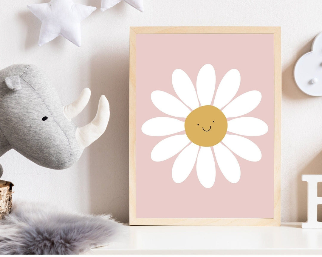 nursery art print baby nursery bedroom decor Soft Pink and White Daisy Decor, Neutral Daisy Print, Daisy Art, Daisy Flower Print, Digital, Cute Floral Wall Art, Bohomodern Art, H2909