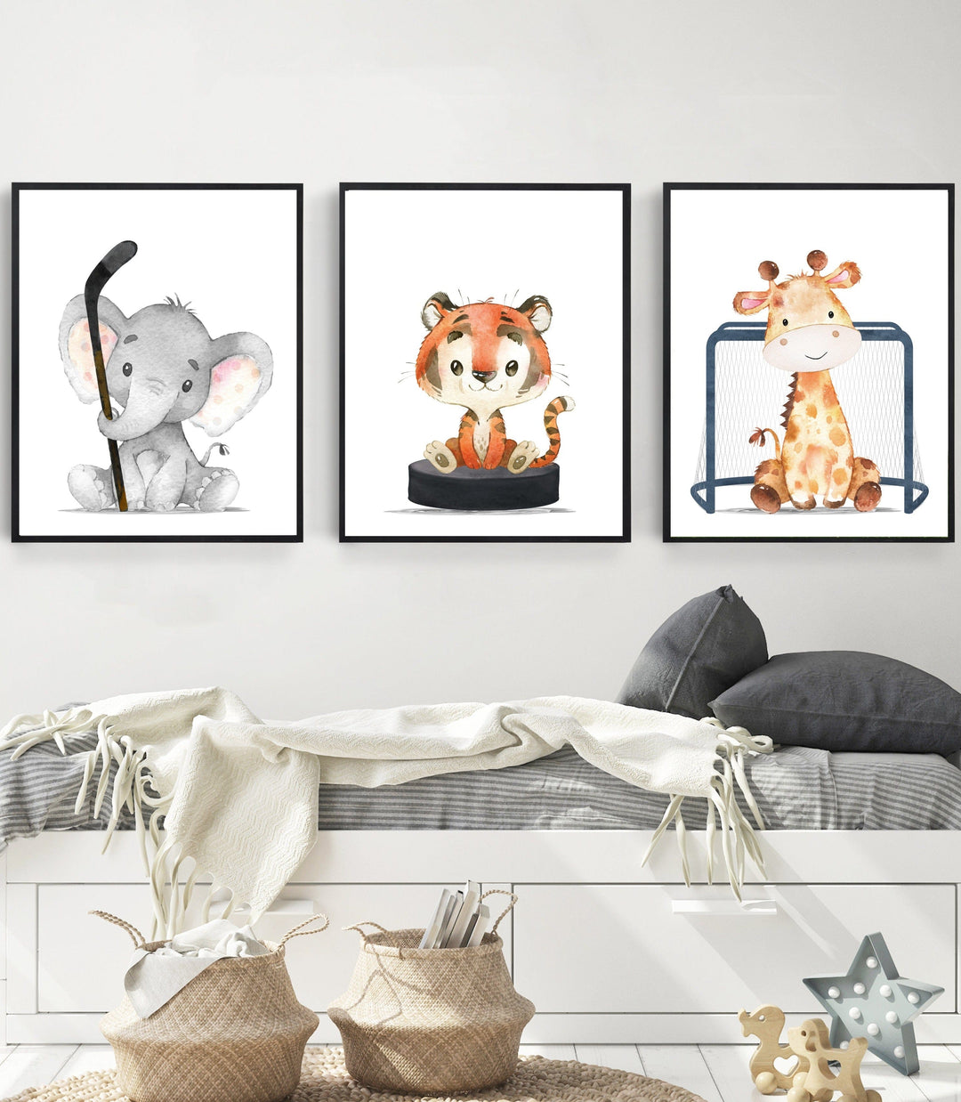 nursery art print baby nursery bedroom decor Hockey nursery - Hockey wall art - Hockey nursery print - Sports animals - Sport animal nursery - Hockey wall decor - Nursery sports decor
