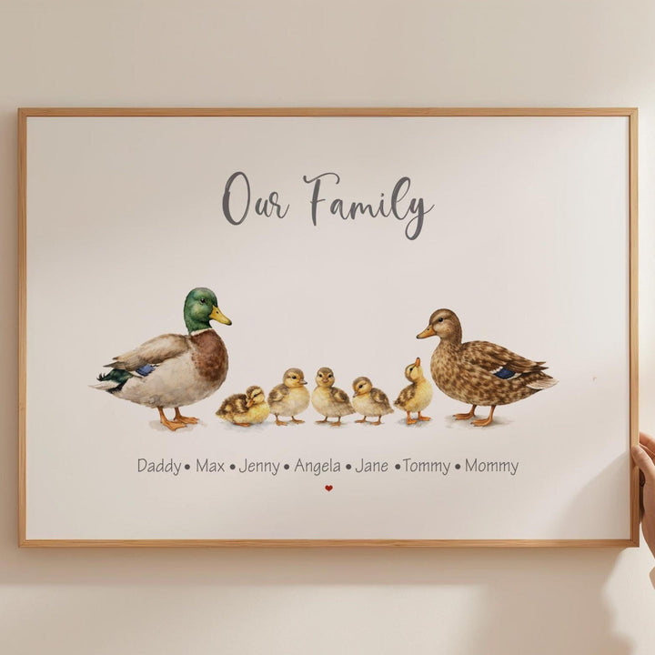 nursery art print baby nursery bedroom decor Personalized Family Duck Print, Custom Family Portrait, Animal Nursery Wall Art, Cute Animal Family Illustration, Custom Family Gift, H3566