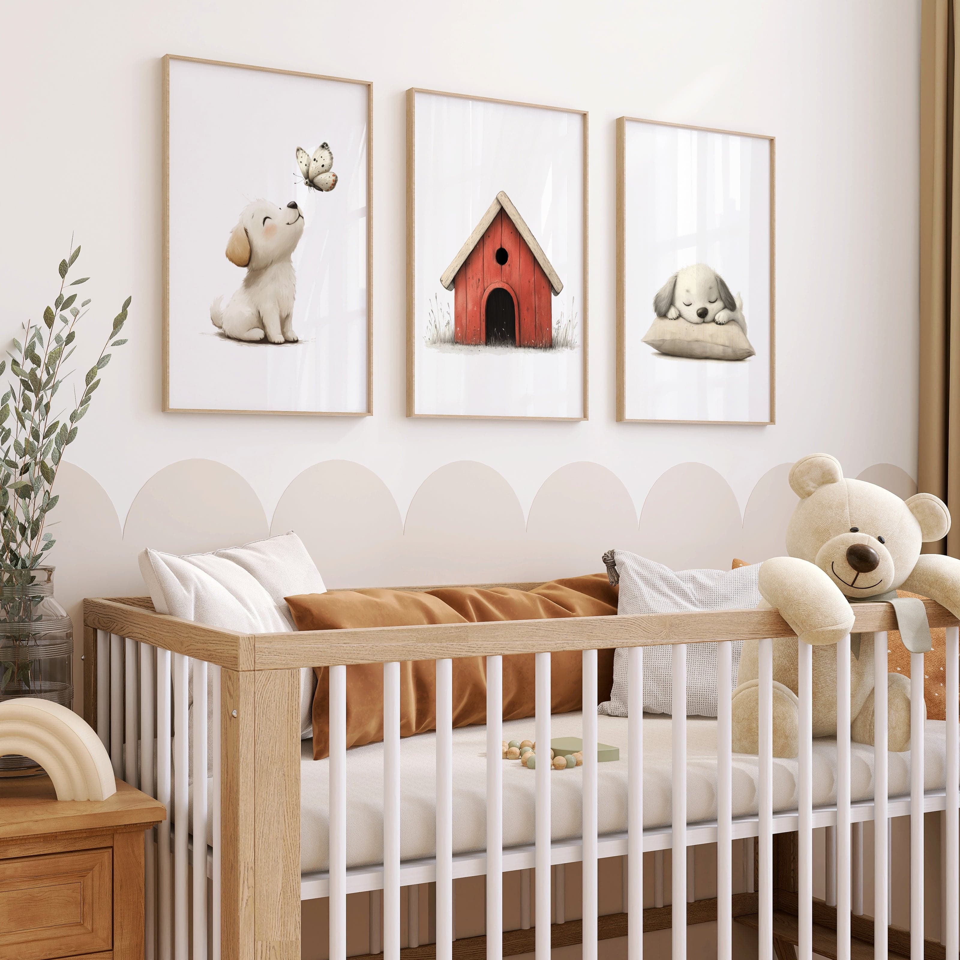 nursery art print baby nursery bedroom decor Puppy Nursery Wall Art – Set of 3 Printable Dog Prints – Digital Download Puppy Decor for Baby Room, Playroom or Pet-Loving Kids,  H3189