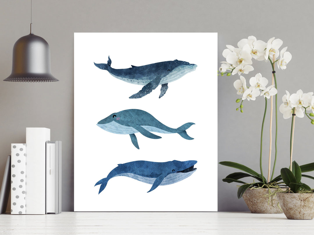 nursery art print baby nursery bedroom decor Whale wall art - Boy nursery wall art - Nautical wall decor - Nautical nursery - Baby nautical nursery - Whale art print - Sea animals H1785