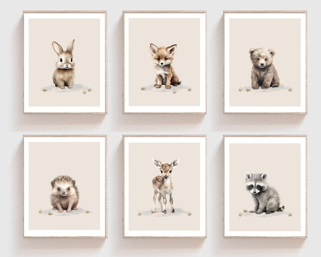 nursery art print baby nursery bedroom decor Woodland animal prints - Boy Nursery decor - woodland nursery - boy playroom prints - nature nursery decor - set of 6 prints - DIGITAL PRINT