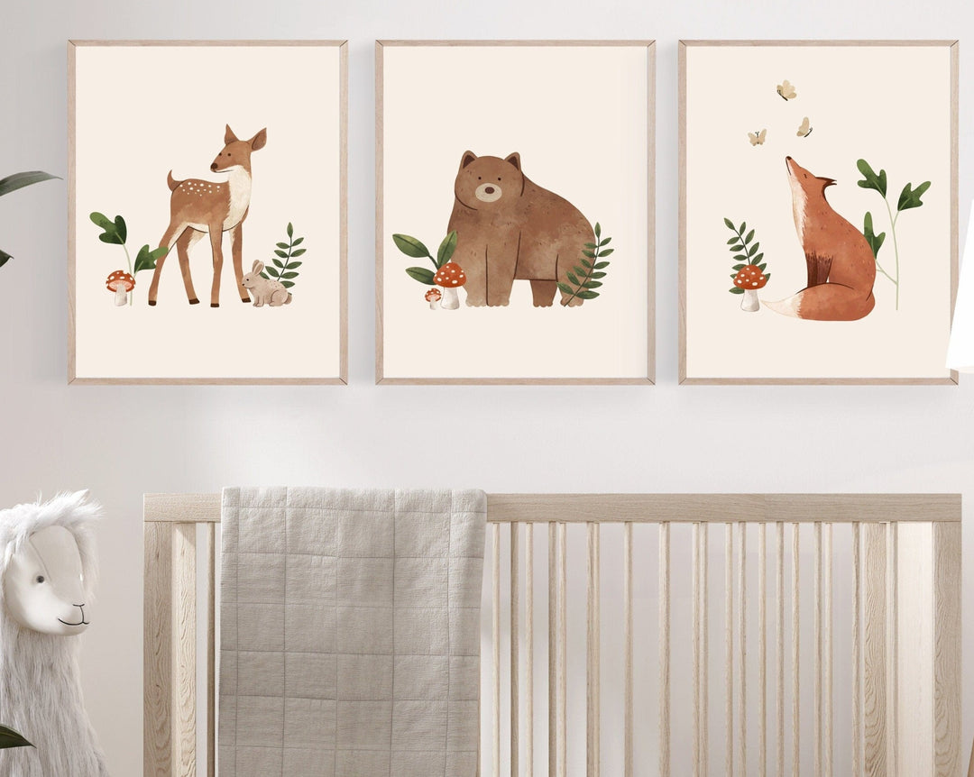 nursery art print baby nursery bedroom decor Woodland boho nursery - Nursery wall art - Neutral baby print - Neutral nursery decor - Woodland print - Boho nursery print - Nursery print