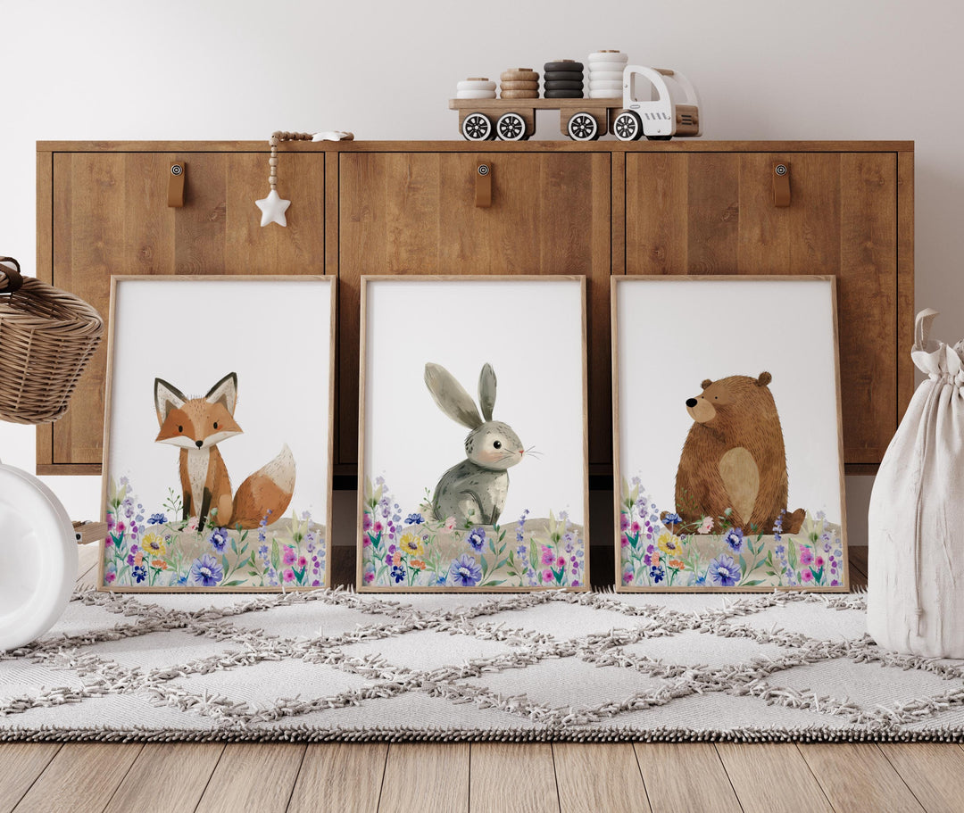 nursery art print baby nursery bedroom decor Woodland Nursery Prints Baby Room Decor, Set of 3 Nursery Wall Art, Woodland Baby Animal Prints Kids Room Decor, Digital Download H3133