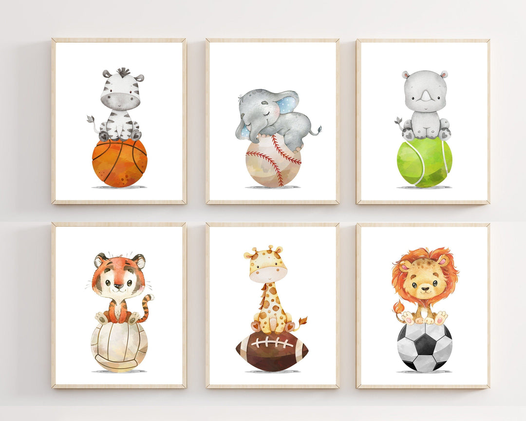 nursery art print baby nursery bedroom decor Animal sports nursery - Nursery sports decor - Animal sports print - Baby boy sports nursery - Boy nursery decor - DIGITAL DOWNLOAD - H2703