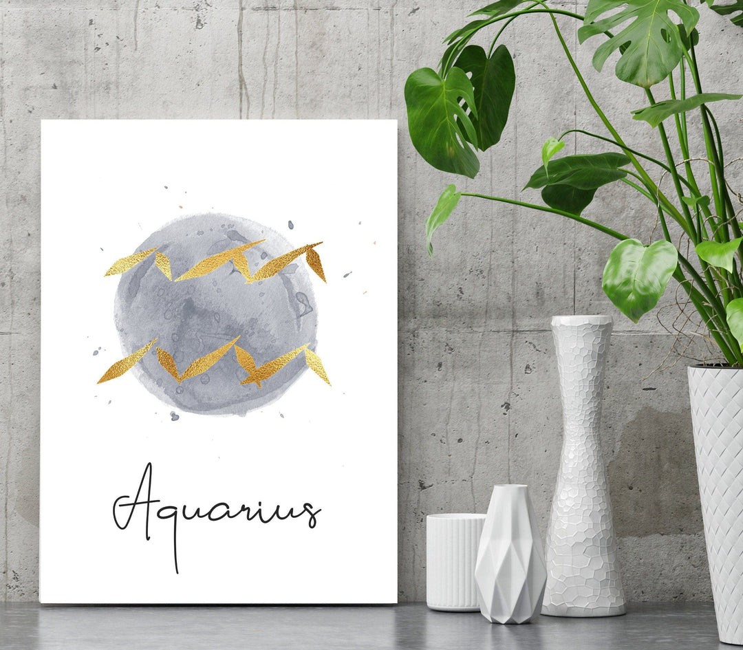 nursery art print baby nursery bedroom decor Aquarius print - Star sign print - Zodiac wall art - Star sign wall art - Horoscope print - Zodiac art print - Moon sign - Star sign gift