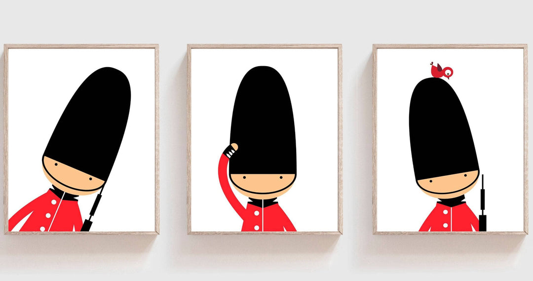 nursery art print baby nursery bedroom decor Baby Boy Nursery Art. Toy Soldiers Nursery Print. English Guards Nursery Print Set. Nursery Print Decor, Set of 3 Art Prints, H143