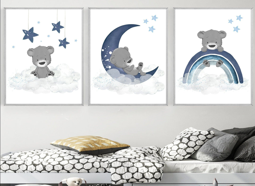 nursery art print baby nursery bedroom decor Baby boy nursery - navy blue nursery decor - Nursery prints - Printable wall art - Boy nursery wall art - Nursery art printable - H2633
