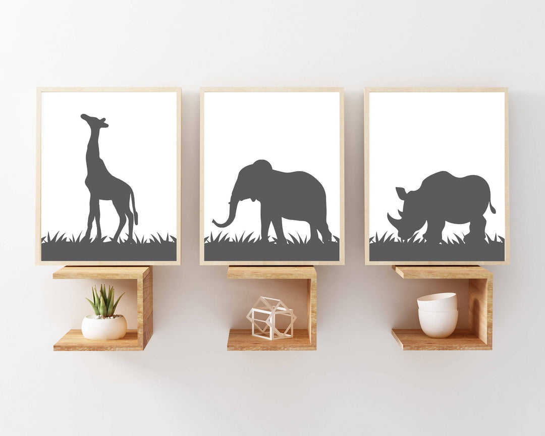 nursery art print baby nursery bedroom decor Black and white safari animal prints - Black and white safari print - Safari nursery prints - Safari nursery decor - Set of 3 prints  -H1203