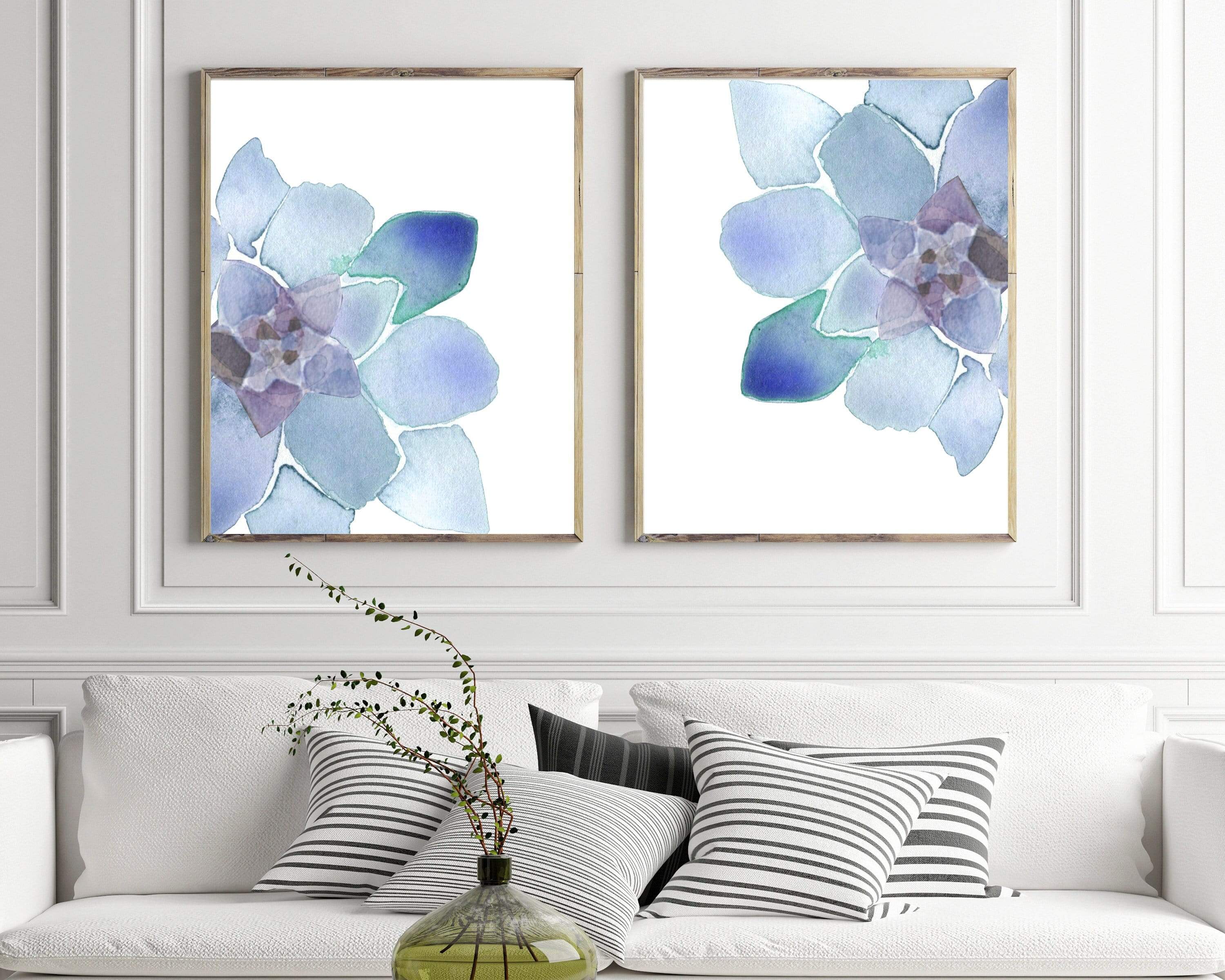 Blue watercolor print - Blue flower prints - Flower art prints - Flower printable wall art - Bedroom wall art - Abstract flower print nursery art print baby nursery bedroom decor