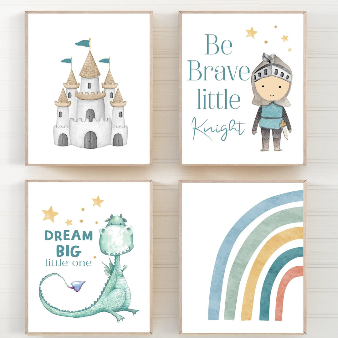 nursery art print baby nursery bedroom decor Boys room decor - Dragon nursery decor - Knight nursery - Baby boy nursery - Boy wall art - Blue nursery decor - Dragon wall art - H2665
