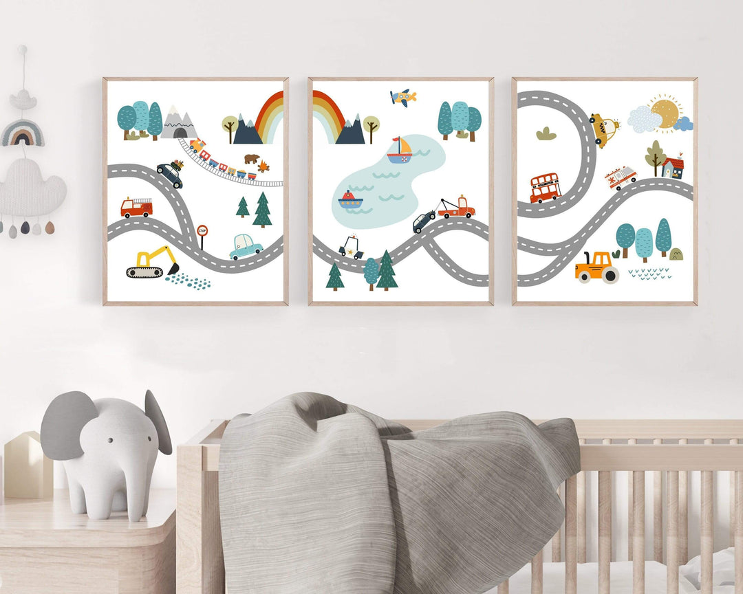 Car art prints - Car nursery decor - Transportation wall art - Boy nursery wall art - Baby boy room decor - car nursery prints - Boy car nursery art print baby nursery bedroom decor
