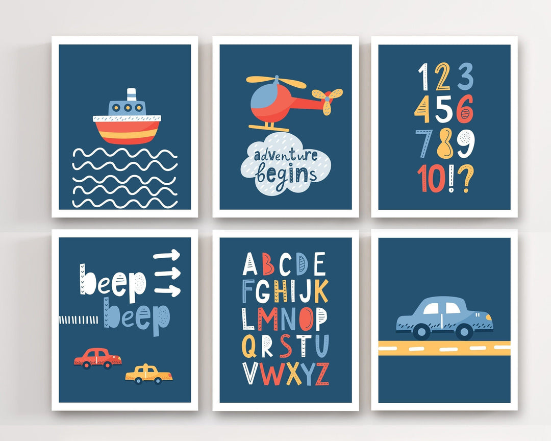 Car print set - Baby boy room decor - Transportation wall art - Printable car art - Vehicle art prints - Car wall art for nursery - H2402 nursery art print baby nursery bedroom decor