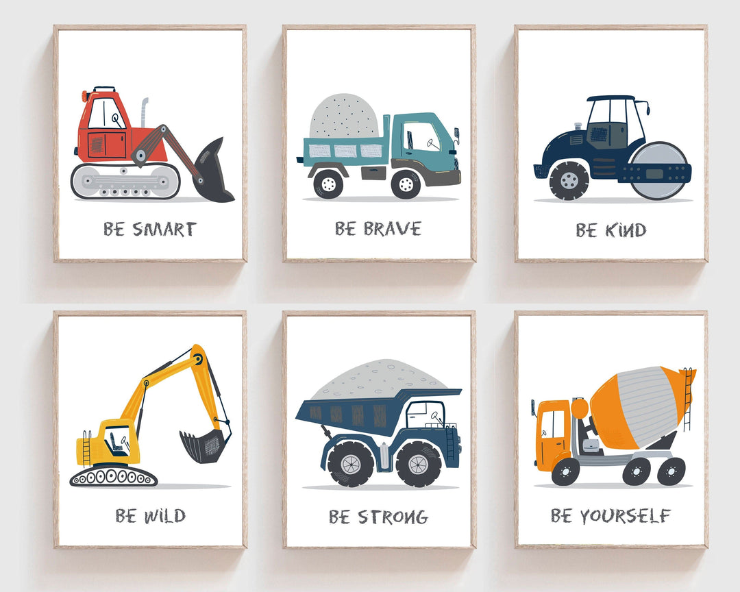 nursery art print baby nursery bedroom decor Construction nursery wall art - Construction nursery decor - Truck prints - Construction truck prints - Boys room wall art - Truck wall art