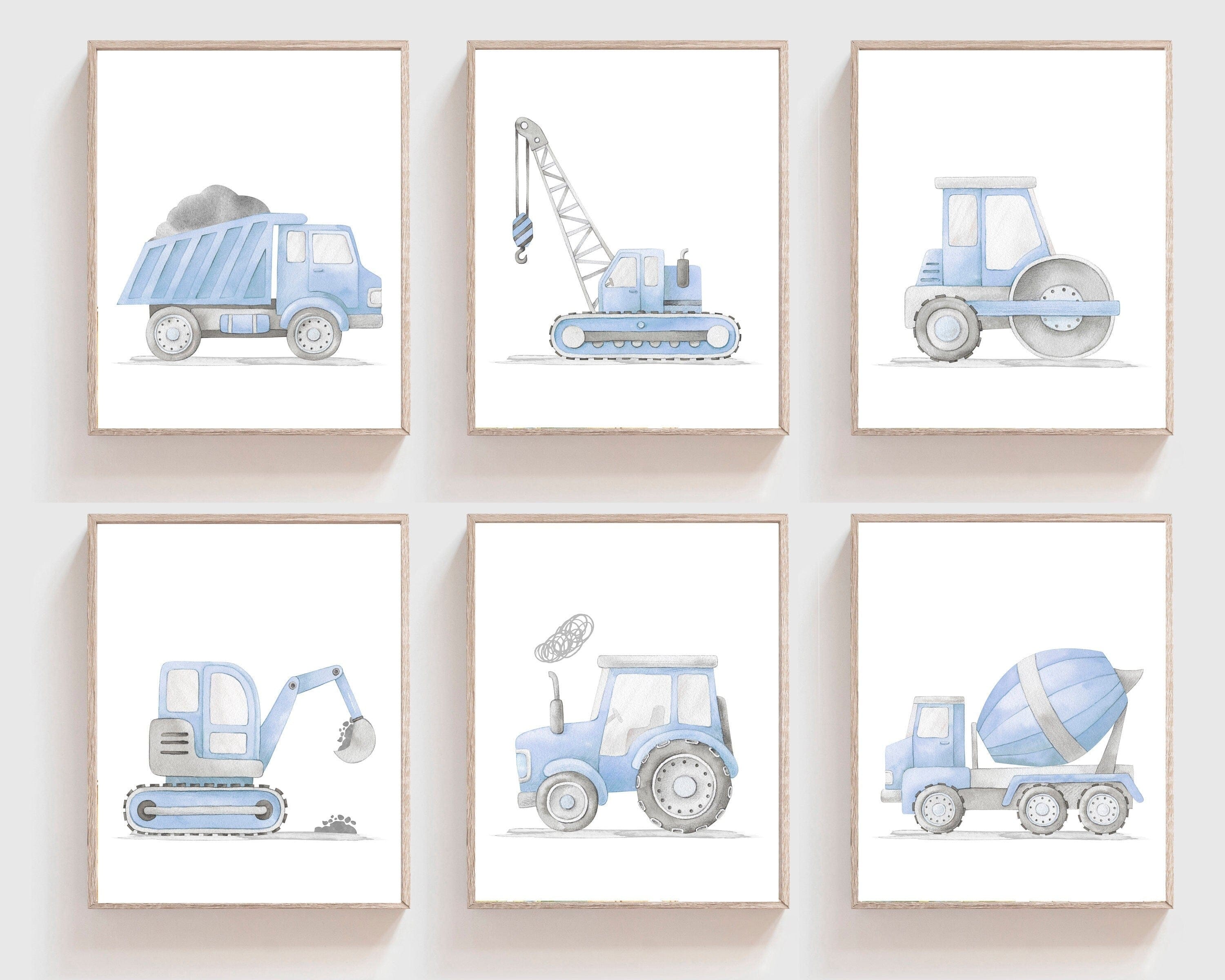 nursery art print baby nursery bedroom decor Construction Vehicle prints - Boys nursery decor - Truck nursery decor - Truck prints - Truck printables - Construction truck wall art