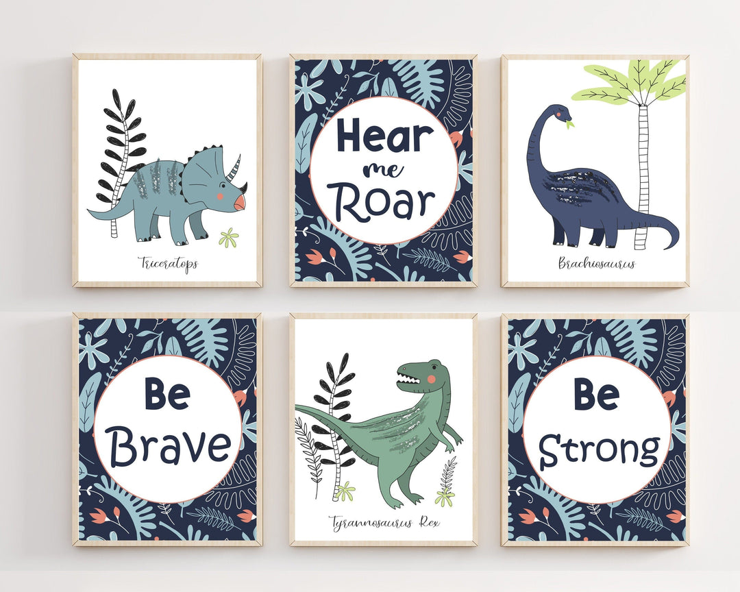 nursery art print baby nursery bedroom decor Dinosaur prints - Dinosaur wall art - Kids room dinosaur - Dinosaur decor - Dinosaur art prints - Dinosaur gift - Set of 6 prints - H2725