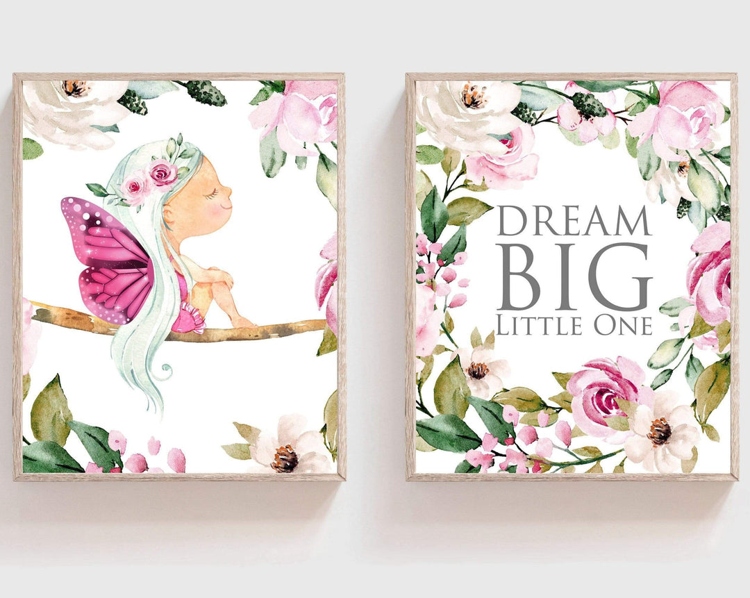 Fairy Nursery decor - Fairy wall art - Pink nursery art - Girls room decor - Fairy art print - Art prints for girls room - Dream big print nursery art print baby nursery bedroom decor