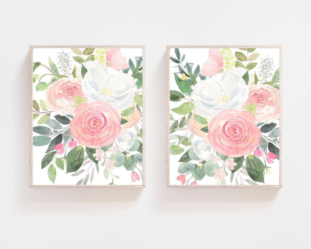 nursery art print baby nursery bedroom decor Farmhouse nursery decor - Blush pink florals - pink flowers - Farmhouse wall art - Baby girl nursery - Nursery printables - baby shower gift