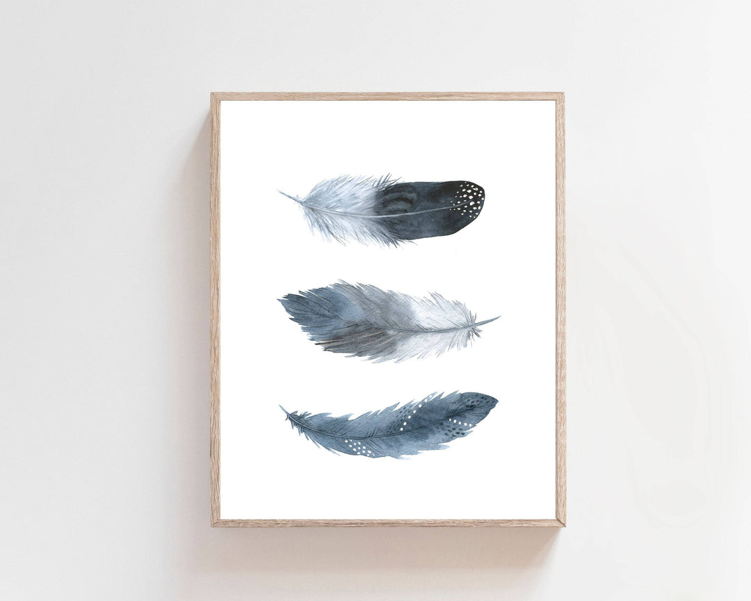 nursery art print baby nursery bedroom decor Feather nursery decor - Tribal nursery print - Blue feather wall art - Feather print - Boy bedroom wall decor - Nursery tribal wall art