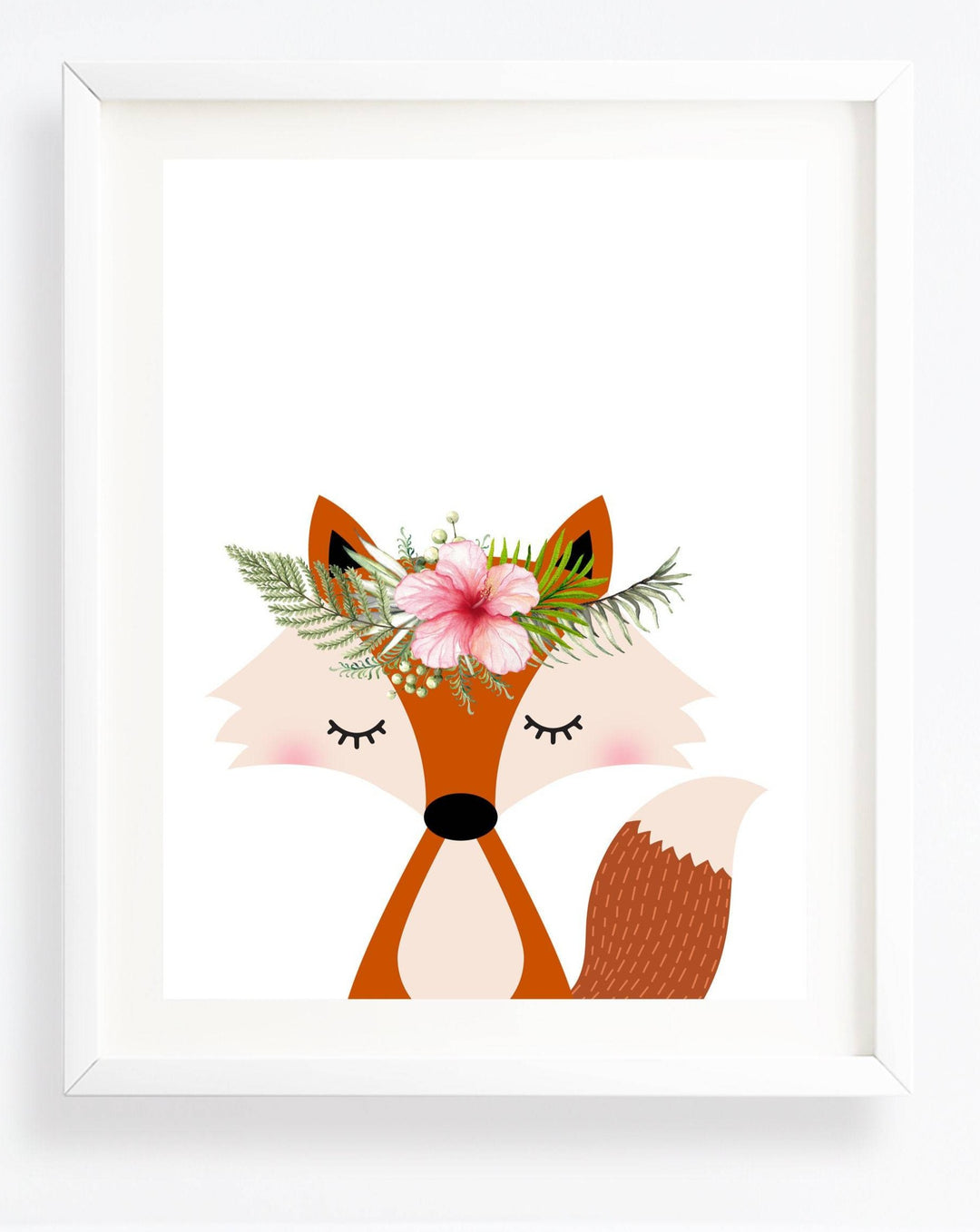 nursery art print baby nursery bedroom decor Fox print - Woodland nursery - Woodland decor - Nursery animals - Printable nursery art - Nursery wall art - Flower crown animals -H1940-C