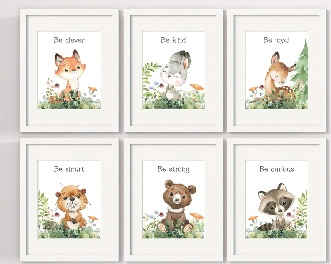 Gender neutral nursery art - Baby shower gift - Nursery art set - Woodland animals - Nursery prints - Watercolor wall art - H2501 nursery art print baby nursery bedroom decor