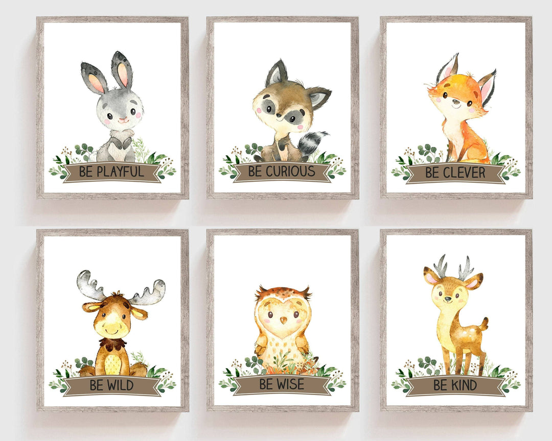 nursery art print baby nursery bedroom decor Gender neutral nursery art - Woodland animal prints - Baby shower gift - Nursery prints - Nursery art set - Watercolor nursery art - H2078