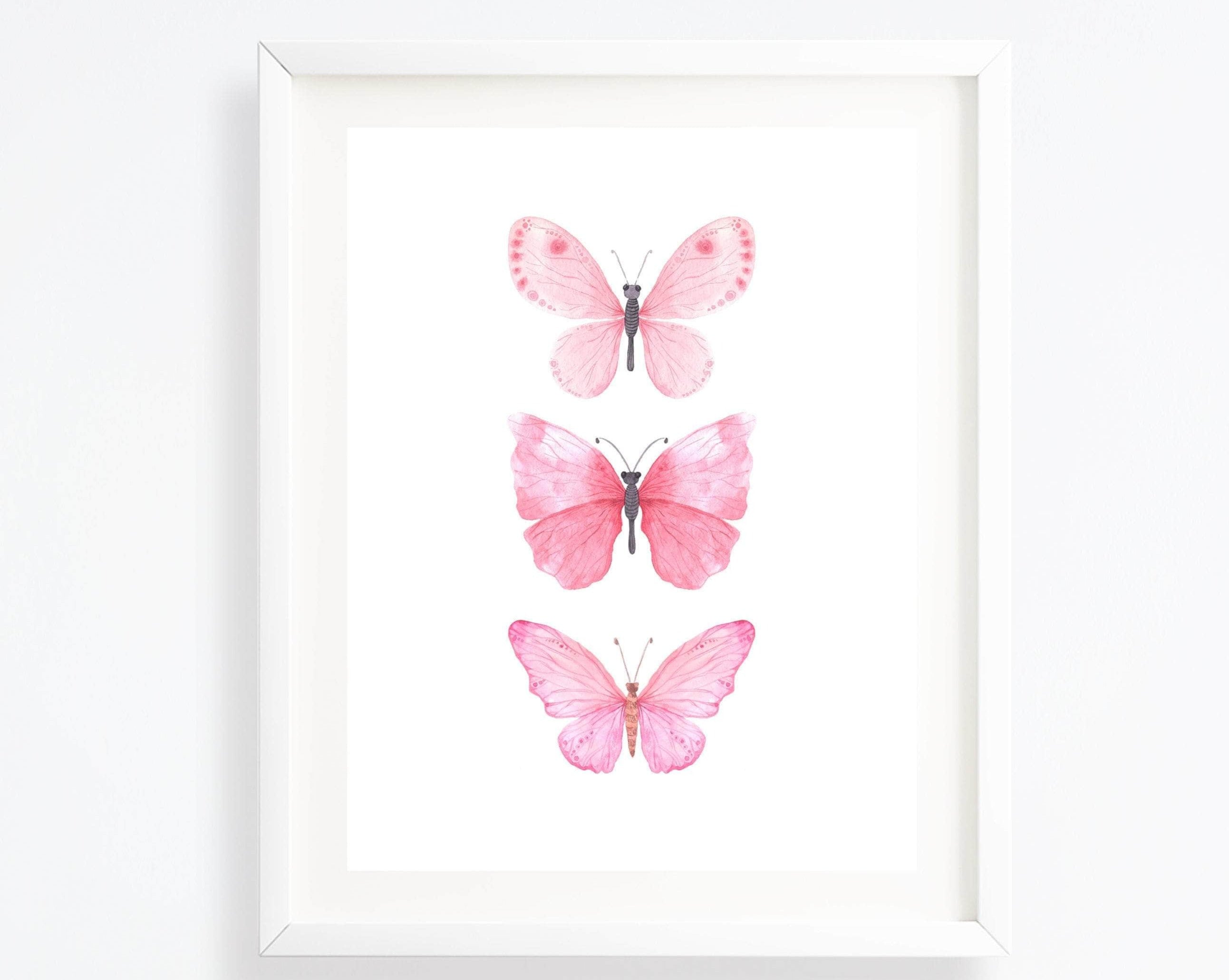 Girls bedroom wall art - Pink butterfly print - Butterfly prints wall art - Butterfly wall art - Butterfly printable art - Girls room prints nursery art print baby nursery bedroom decor