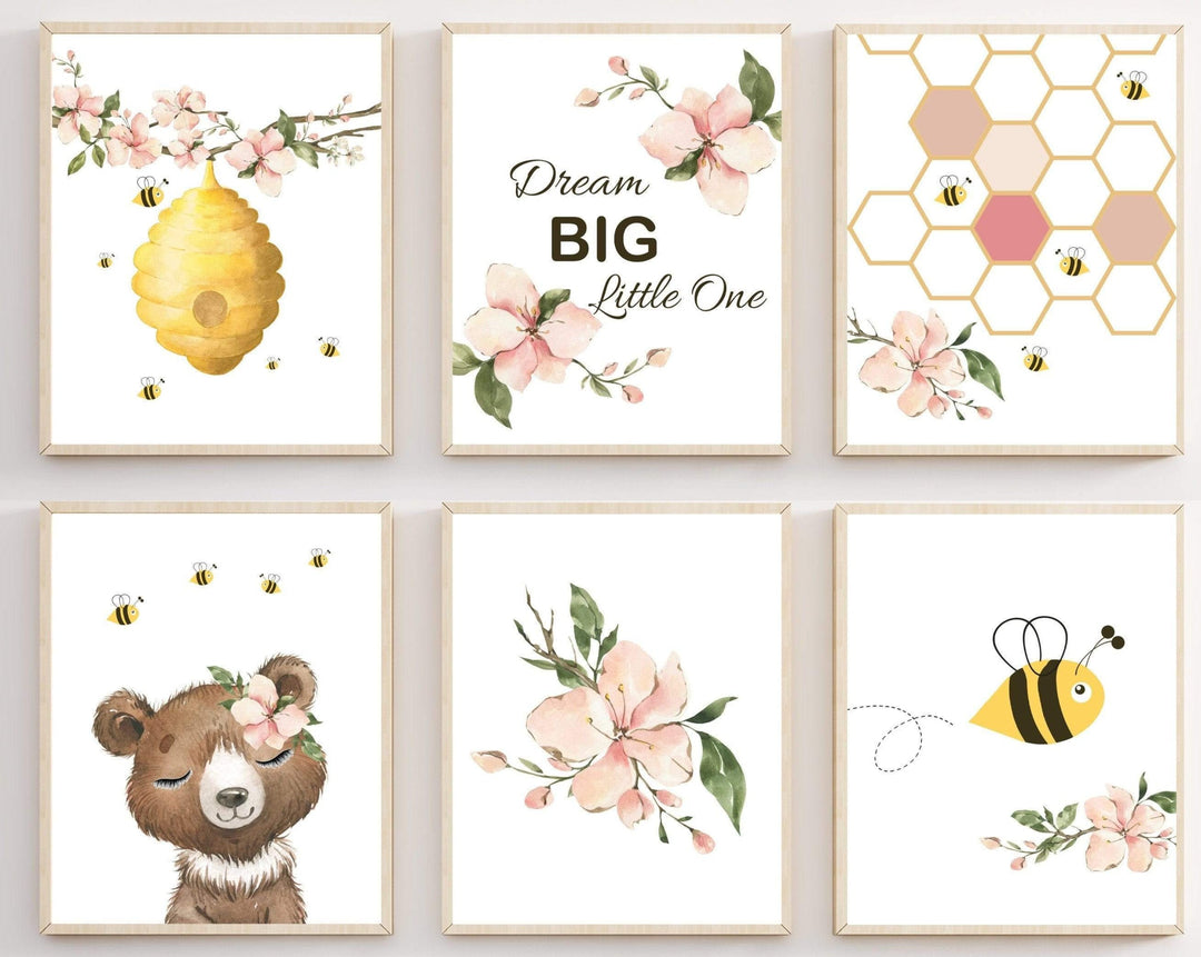 Honey Bee nursery decor - Bumble bee nursery - Bee wall art - Bee nursery decor - Nursery bee art - Bumble bee print  - girl nursery decor nursery art print baby nursery bedroom decor