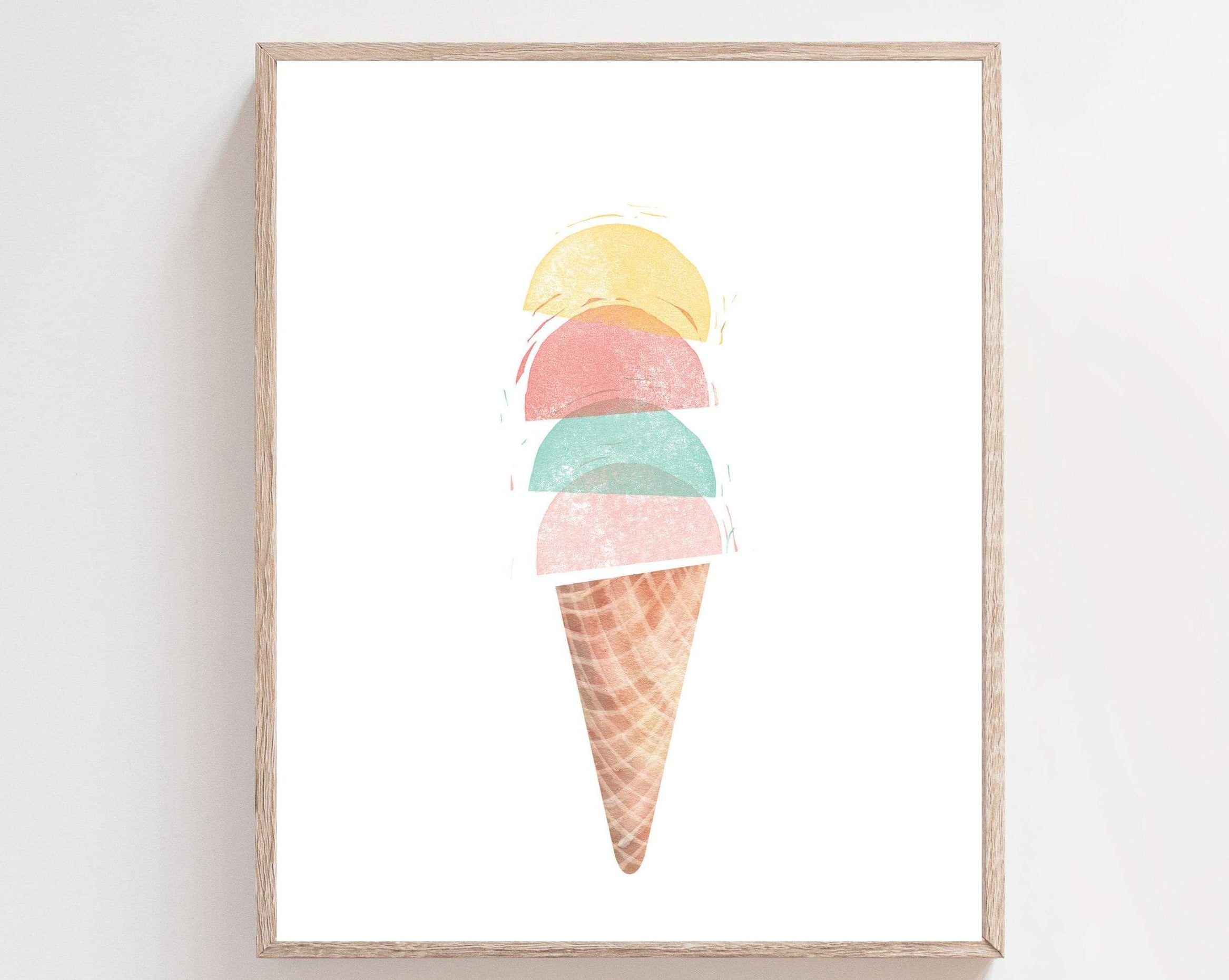 Ice cream wall art - Ice cream cone print - Ice cream printable wall art - Watercolor kids printable - Ice cream poster - Gelato print nursery art print baby nursery bedroom decor
