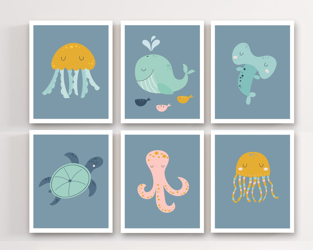 Kids bathroom prints - Ocean bathroom decor - Kids bathroom wall art - Sea creatures print - Bathroom wall decor - Printable bathroom wall nursery art print baby nursery bedroom decor