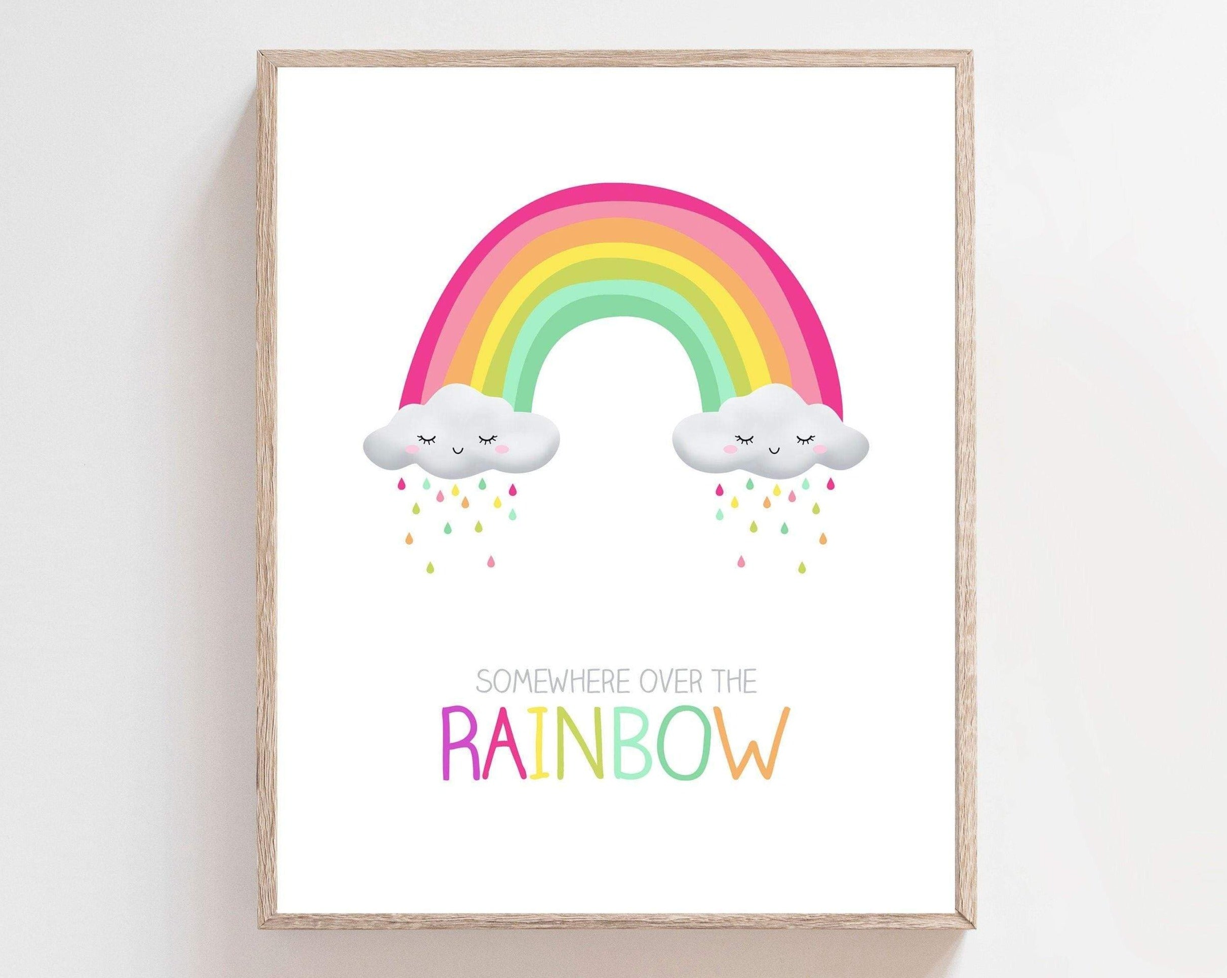 Kids rainbow print - Somewhere over the rainbow print - Pastel prints - Rainbow nursery - Rainbow wall art - Rainbow decor - Rainbow prints nursery art print baby nursery bedroom decor