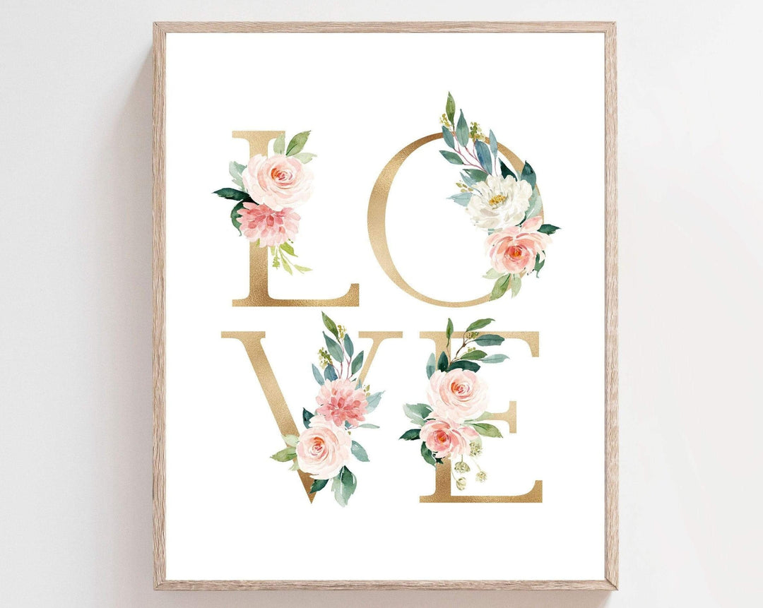 Love wall art print - Love wall decor - Pink blush wall art - Pink blush floral print - Pink flowers - Baby girl nursery - Girl nursery art nursery art print baby nursery bedroom decor