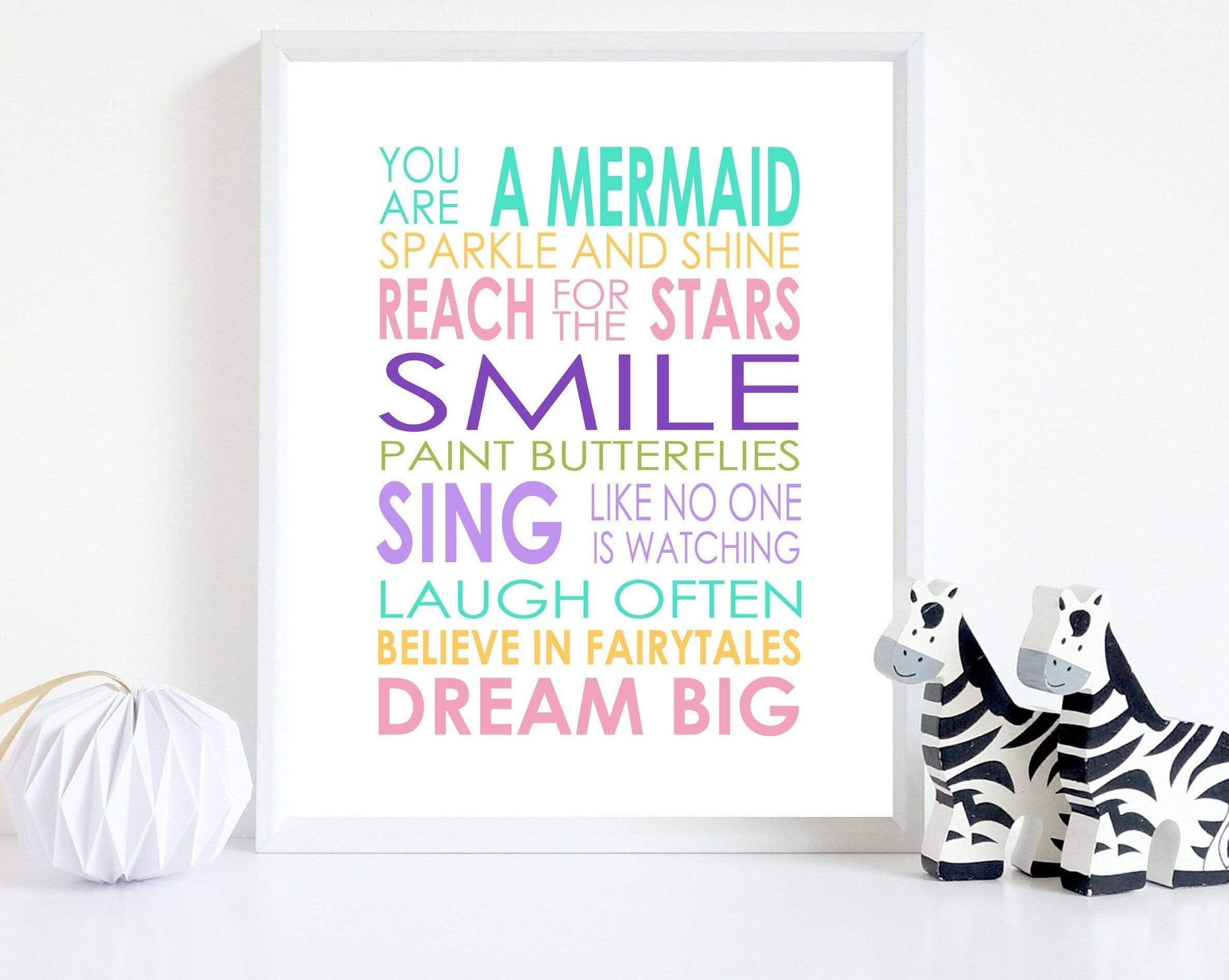 Mermaid quote print - Mermaid art print - Girls quote wall art - You are a mermaid - Printable wall art - Girls mermaid print - H1286 nursery art print baby nursery bedroom decor